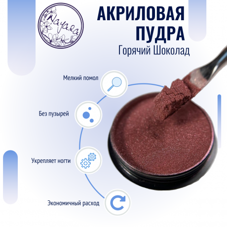 Цветная акриловая пудра для дизайна ногтей Nayada Горячий шоколад 5 г